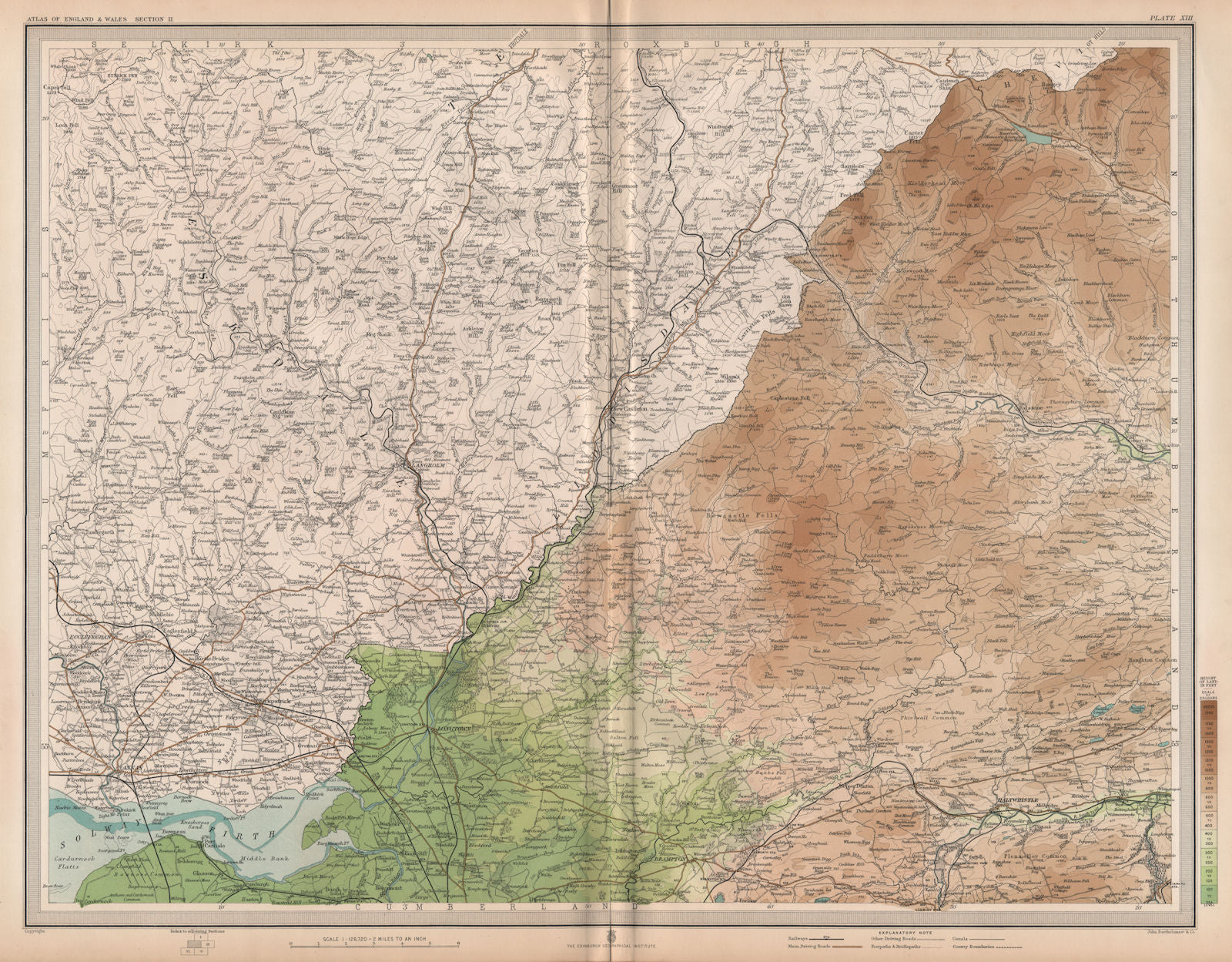 SOLWAY FIRTH. Shows Solway viaduct. Scottish Borders. Cumbria Northumbs 1903 map